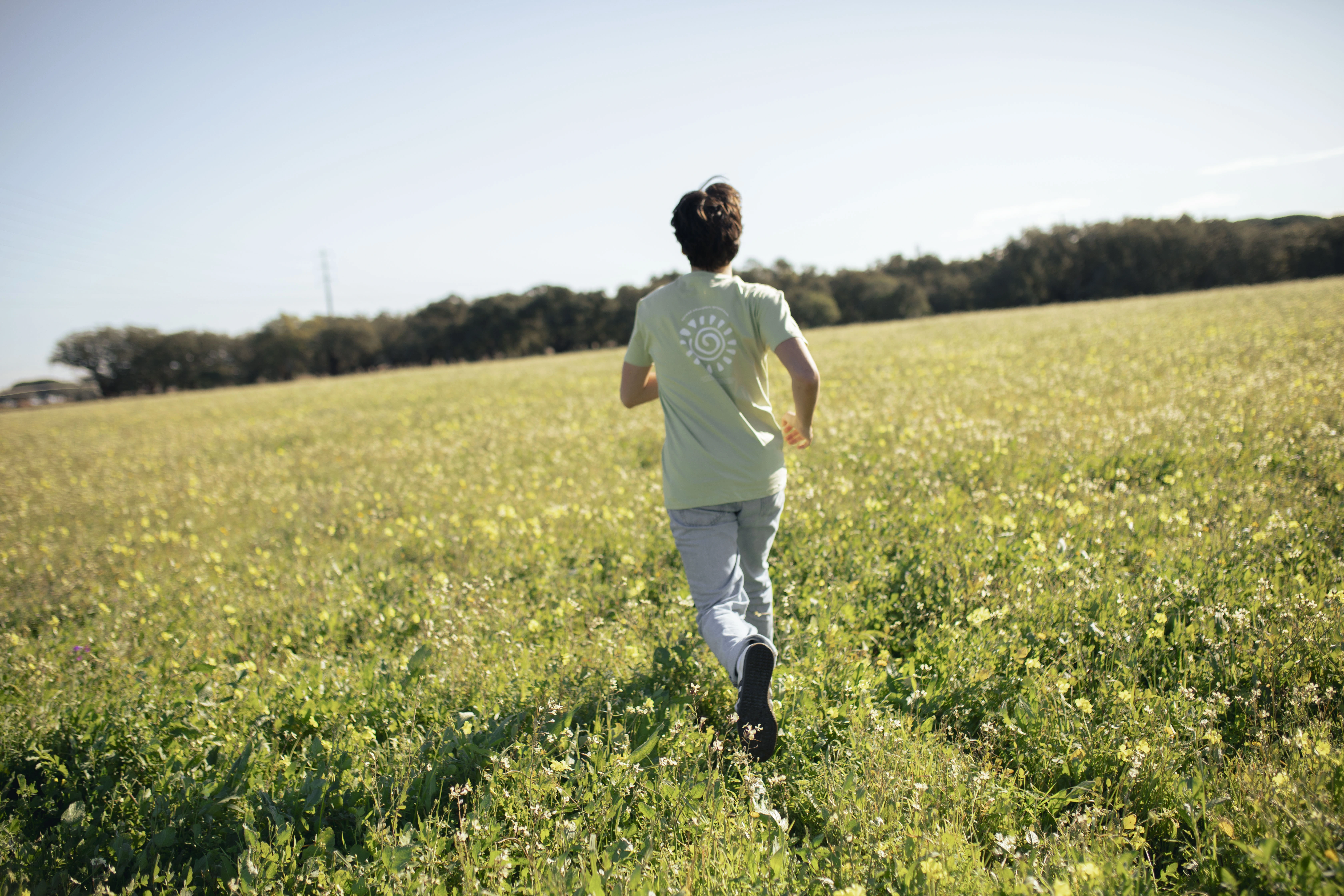 Person running in a field