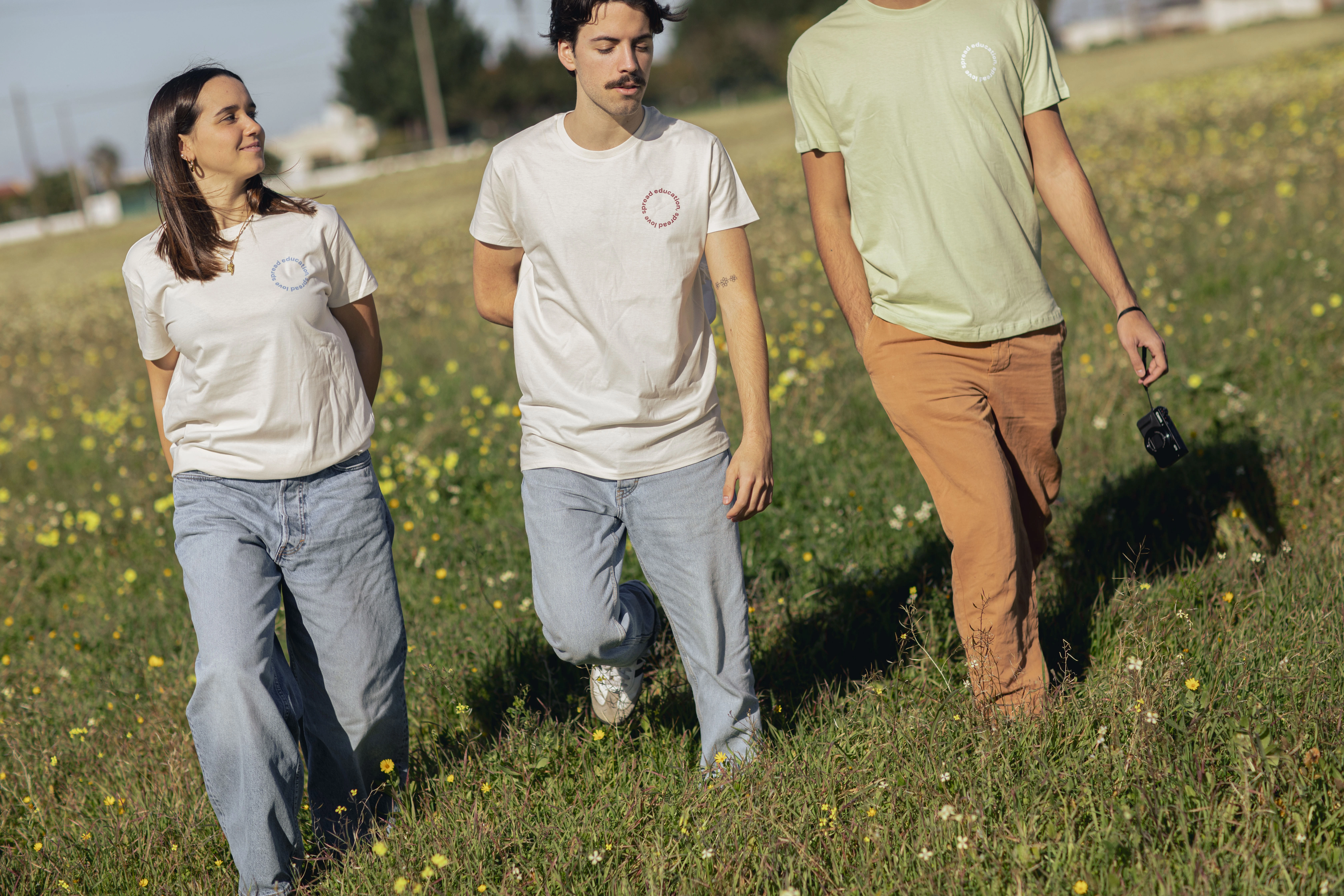 People walking in field