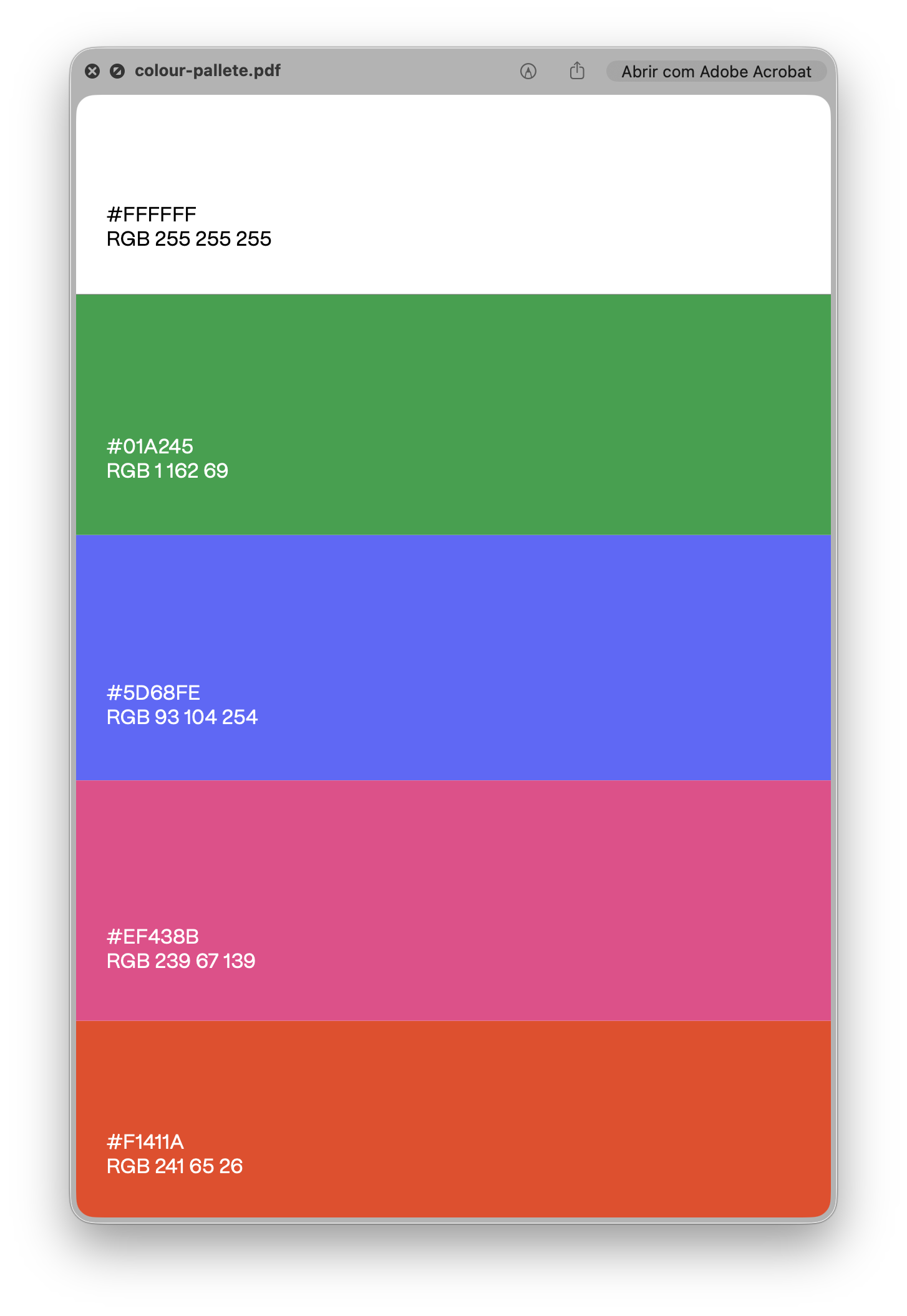 Paleta de cores